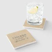 Chicago Latitude Longitude Stenen Onderzetter (Zijkant)