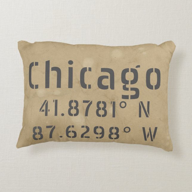 Chicago Latitude Longitude Uban Accent Kussen (Achterkant)