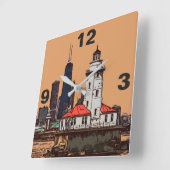 CHICAGO LIGHTHOUSE VIERKANTE KLOK (Hoek)