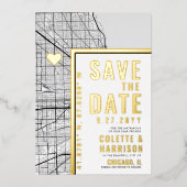 Chicago Love Locator | Weddenschap Save the Date Folie Uitnodiging (Voorkant)