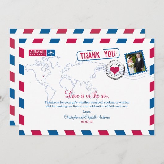 Chicago Luchtpost Trouw Dank Je Bedankkaart (Voorkant / Achterkant)