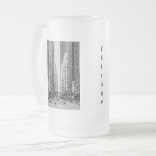 Chicago Madison Street Grayscale Frosted Glass Bee Matglas Bierpul