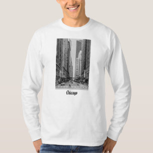 Chicago Madison Street Grayscale Long Hoeve T-shirt