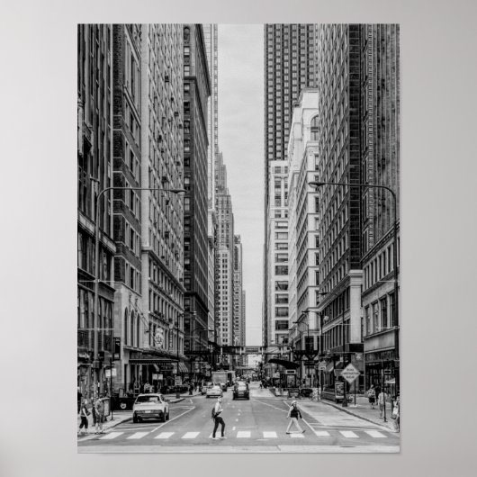 Chicago Madison Street Grayscale Poster (Voorkant)
