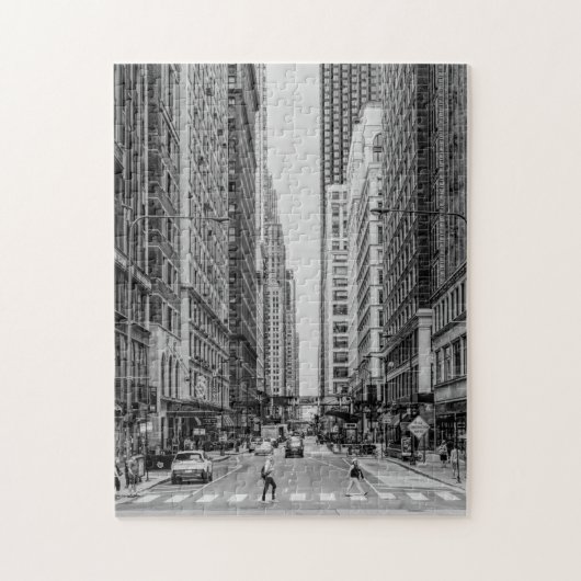 Chicago Madison Street Gris Niveaux de gris Puzzle (Vertical)