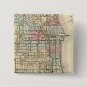 Chicago Map door Mitchell Vierkante Button 5,1 Cm