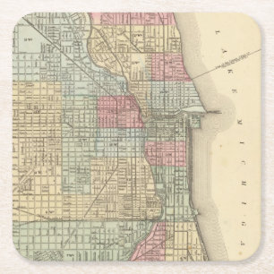 Chicago Map door Mitchell Vierkante Kartonnen Onderzetter