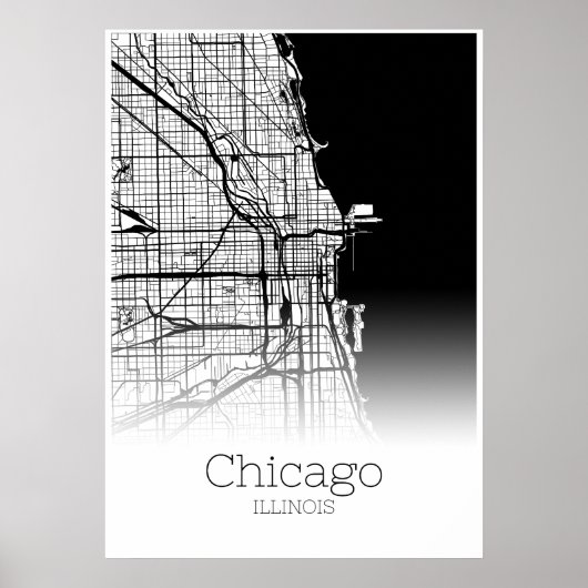Chicago Map - Illinois IL - City Map Poster (Voorkant)