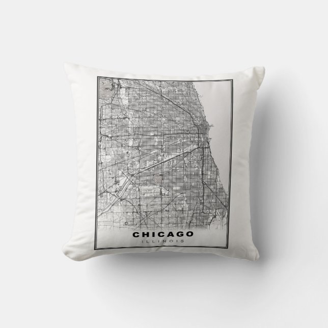 Chicago Map Kussen (Voorkant)