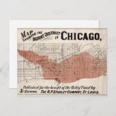 Chicago Map vanaf 1871 na brandherstel Briefkaart (Voorkant / Achterkant)