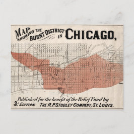 Chicago Map vanaf 1871 na brandherstel Briefkaart