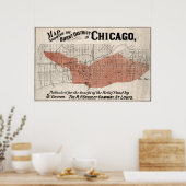 Chicago Map vanaf 1871 na brandherstel Poster (Keuken)