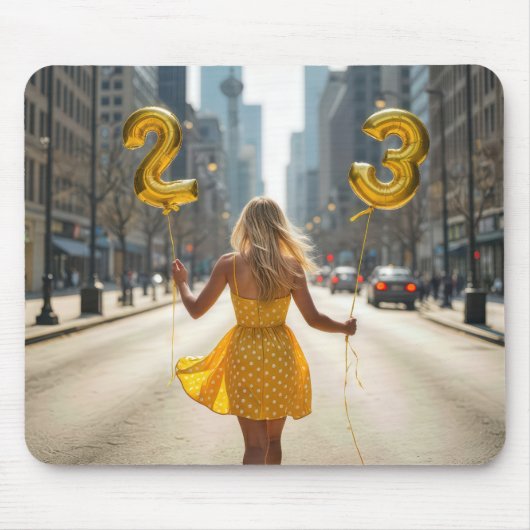 Chicago Meisje met feestballonnen Muismat (Voorkant)