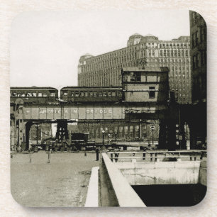 CHICAGO MERCHANDISE MART TROLLEY TRAIN WATERVERF DRANKJES ONDERZETTER