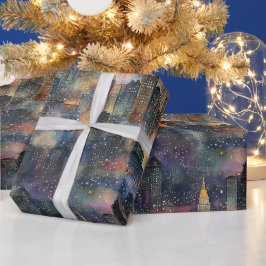 Chicago met kerst & nieuwjaar Waterverven Cadeaupapier