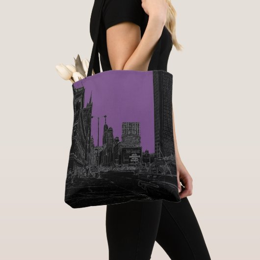 Chicago Michigan Avenue 1960's Ggloed Edges Black Tote Bag (Dichtbij)