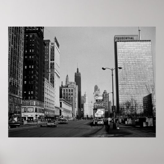 Chicago Michigan Avenue 1964 foto Poster (Voorkant)