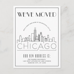 Chicago Modern Deco Adres Gewijzigd Aankondigingskaart
