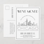 Chicago Modern Deco | Nieuw Adres Aankondigingskaart (Voorkant / Achterkant)