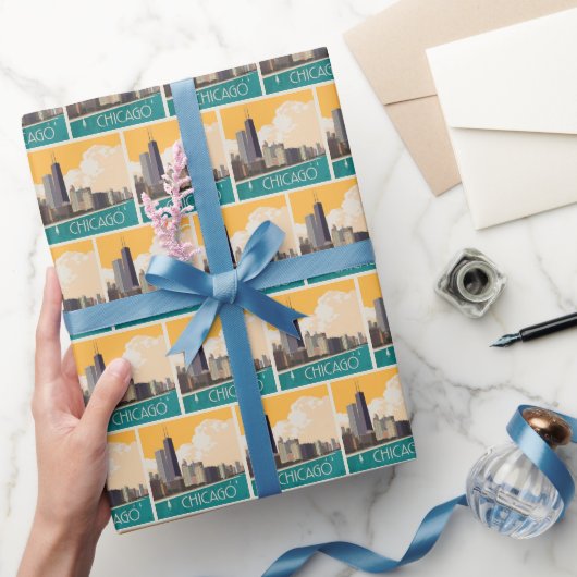 Chicago | Moderne skyline Cadeaupapier (Geschenken)