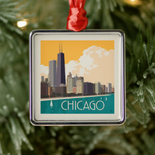 Chicago   Moderne skyline Metalen Ornament