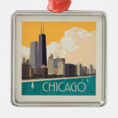 Chicago | Moderne skyline Metalen Ornament (Voorkant)