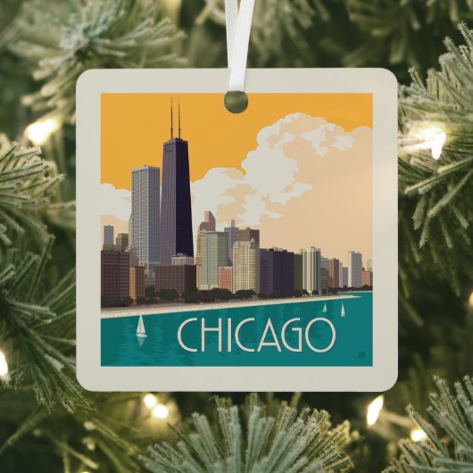 Chicago | Moderne skyline Metalen Ornament (Insitu)