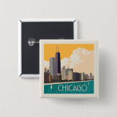Chicago | Moderne skyline Vierkante Button 5,1 Cm (Voorkant /achterkant)