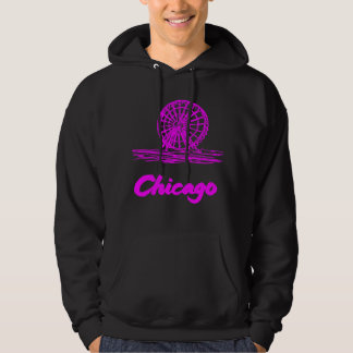 Chicago Navy Pier Reuzenrad Neon Roze Hoodie