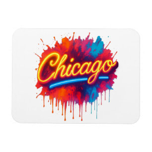 Chicago Neon Street Art Splash Magneet