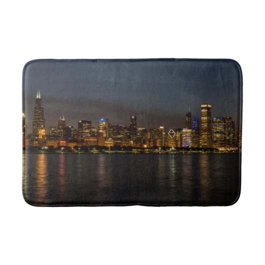 Chicago Night Cityscape Bathroom Mat (Voorkant)