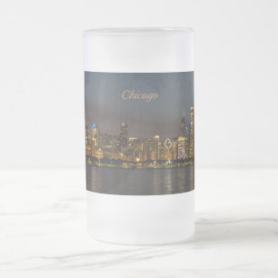 Chicago Night Cityscape Frosted Mok Souvenir