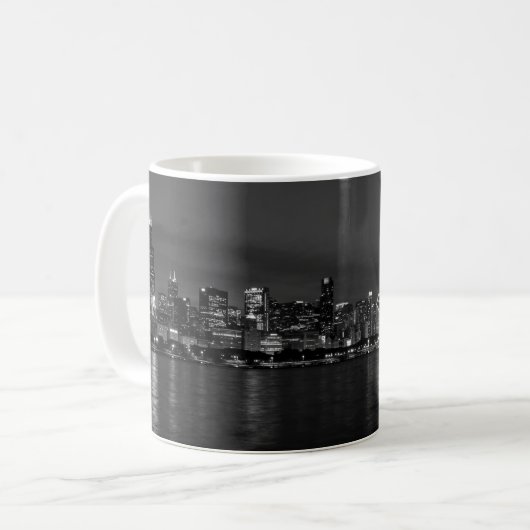 Chicago Night Cityscape Grayscale café Mug (Devant gauche)