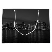 Chicago Night Cityscape Grayscale Groot Cadeauzakje (Voorkant)