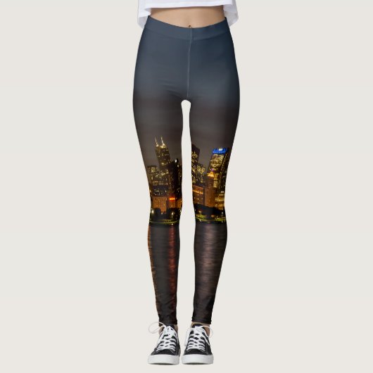 Chicago Night Cityscape Leggings (Voorkant)