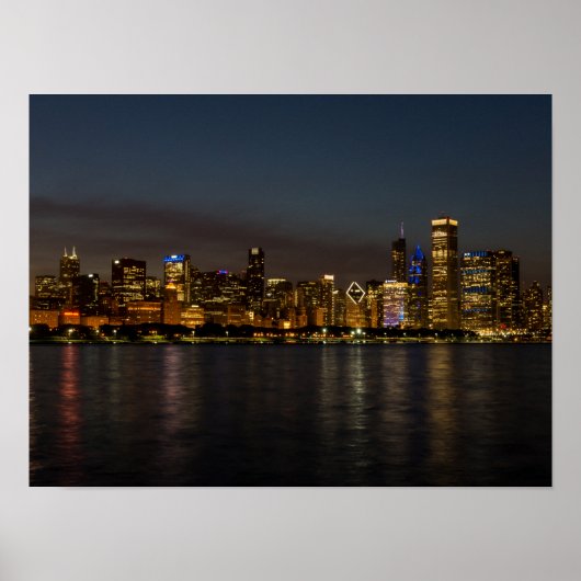 Chicago Night Cityscape Poster (Voorkant)