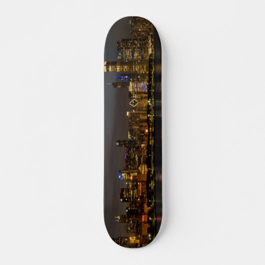 Chicago Night Cityscape Skateboard (Voorkant)