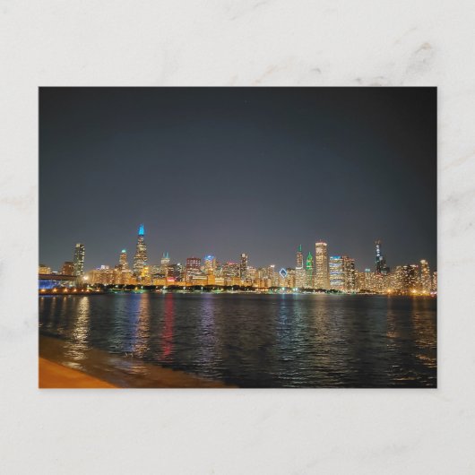 Chicago Night Skyline briefkaart (Voorkant)