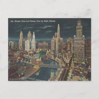 Chicago Night Skyline Briefkaart