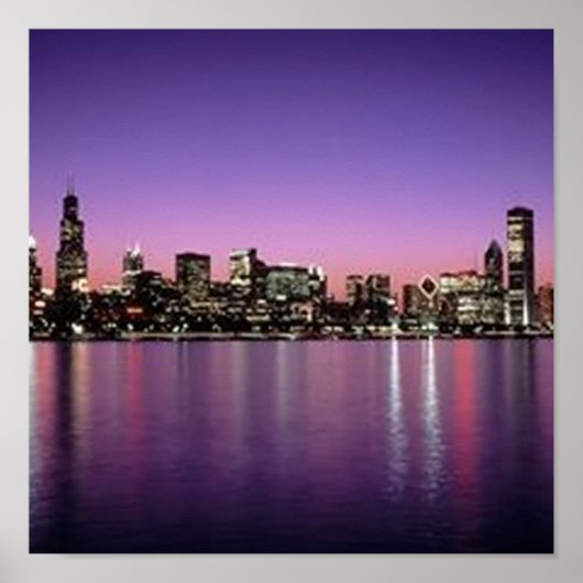 Chicago Nitetime Skyline Poster (Voorkant)