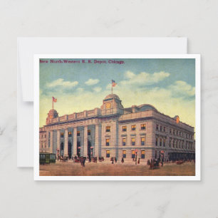 Chicago North Western Rail Road Depot 1910s Uitzic Briefkaart