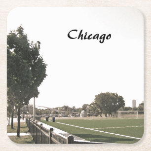 Chicago Park in Sepia Tinten Vierkante Kartonnen Onderzetter