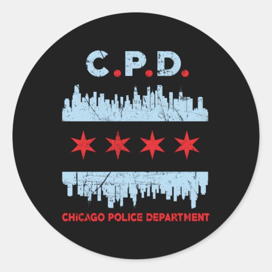 Chicago Politieagent Ronde Sticker (Voorkant)