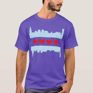 Chicago Poolse Amerikaanse vlag Skyline Polska Pol T-shirt