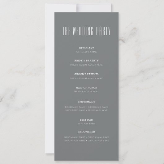 Chicago | Programme Moderne de Mariage Déco (Dos)
