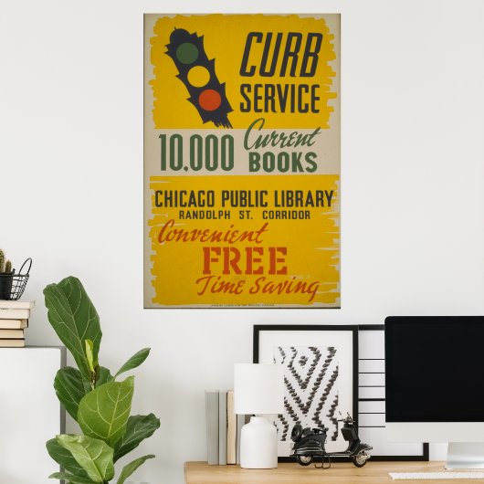 Chicago Public Library Curb Service Poster (Thuiskantoor)
