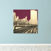 Chicago Rail Yards Railroad Downtown 1960's PHoto Canvas Afdruk (Insitu (Houten vloer))