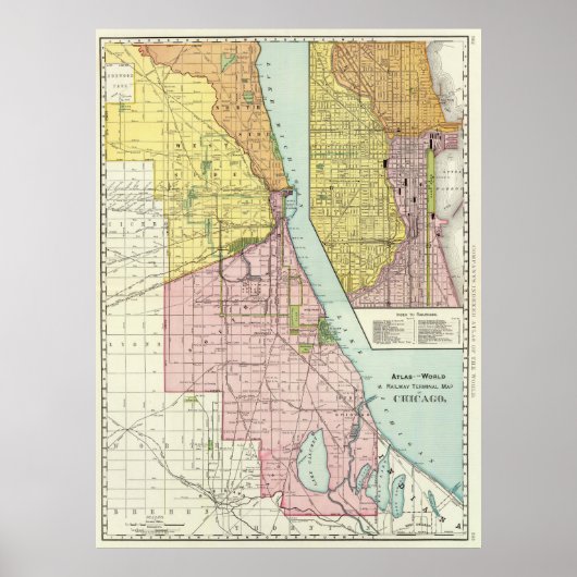 Chicago Railroad Map (1897) Poster (Voorkant)