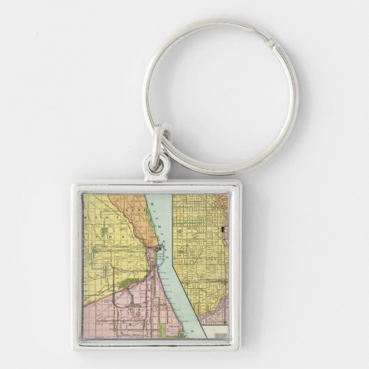 Chicago Railway Terminal Map Sleutelhanger (Voorkant)