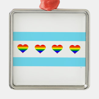 Chicago Rainbow Hearts Flag Metalen Ornament